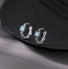 Elegant Blue Zircon Sugar Cube Earrings: Vintage-Inspired, Versatile, and Chic Ear Cuffs