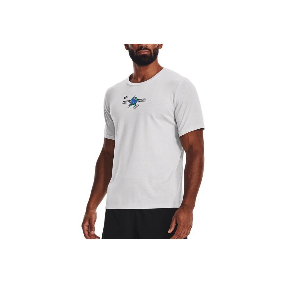 Under Armour Cartoon Letter Print Crew Neck Sports Short Sleeve T-Shirt Men Tops Gray 1374009-014