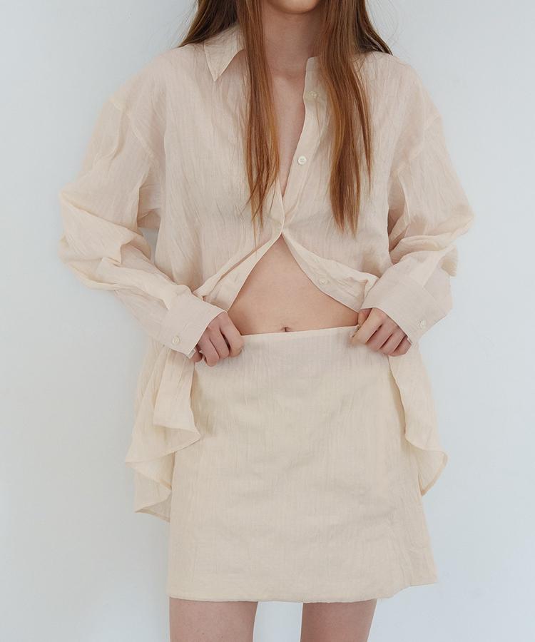 Seuleoum Ete Wrinkle Skirt_Ecru