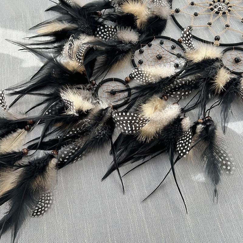 Vintage Black Feathers Dream Catcher Wall Hanging Bedroom Pendants Home Decorations  Handmade Wind Chimes For Birthday Gifts