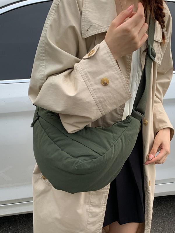 Sac à Bandoulière en Nylon Style Urbain Avec Fermeture Éclair Pour un Usage Quotidien Décontracté