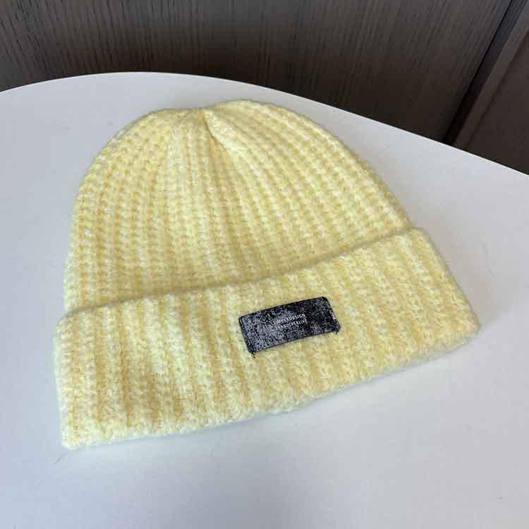 Patch Cloth Men'S And Women'S Knitted Hats Versatile Big Head Circumference Wool Hats Show Face Small Pullover Warm Cold Hats