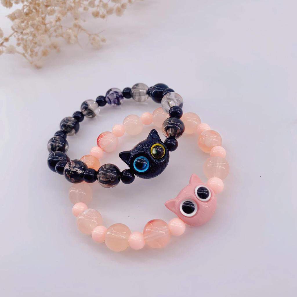 Sweet Cool Cat Unisex Beaded Bracelet - Niche Design Gift for Couples & Best Friends