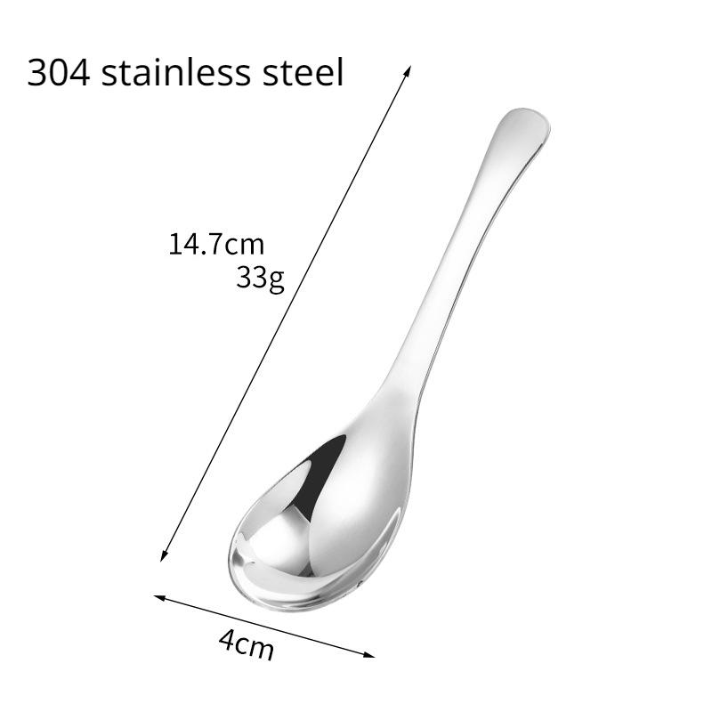 Cucchiaio in Acciaio Inossidabile 304 Ispessito Approfondito Cucchiaio da Zuppa Domestico Bambini Cucchiaio a Testa Rotonda