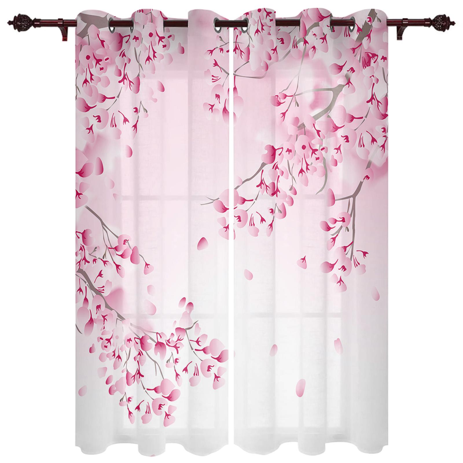 Gordijnen in Japanse stijl met moderne sakura voor woonkamer, slaapkamer, keuken, behandelingsgordijnen, jaloezieën, draperieën 135W x 185H(cm) x1