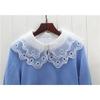Women's Big Lapel Fake Collar Lace White Chiffon False Collar Ladies Lapel Shirt Blouse Detachable Collar for Sweater Decorative
