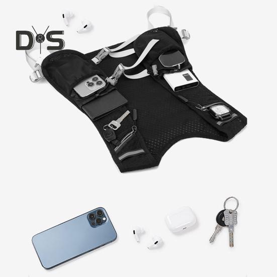 Multi-Pocket Running Vest Breathable Cycling Vest with Phone Holder Reflective Design Mesh Vest with Adjustable Straps for Running Cycling Marathons