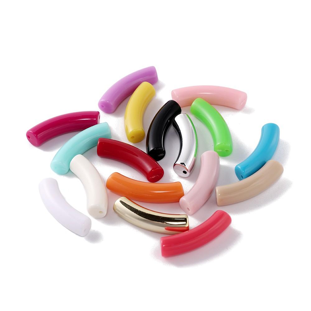 10 Stück/Los 10*33mm Gebogenes Rohrperlen Acryl Gebogene Röhrenperlen für DIY Armband Halskette Anhänger Schmuckherstellung Zubehör