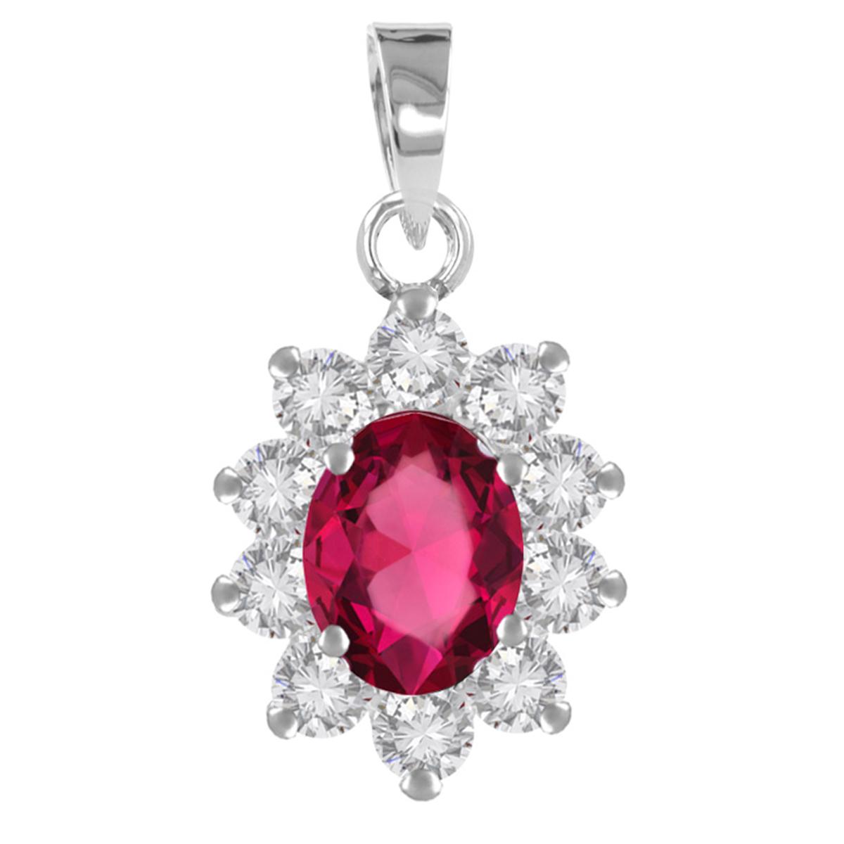 

Les Trésors De Lily [Q8849] - Серебряный кулон Victorina серебристо-белый рубин (родированное покрытие) - 12x10 мм