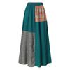 Spring and Summer New Retro Literary Style Loose Elastic Waist Color Matching Cotton and Linen Skirt Was Thin A-line Skirt