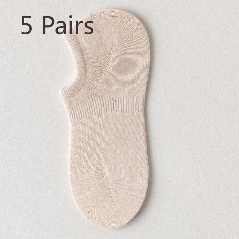 

5 пар женских маленьких сетчатых дышащих носков из чистого хлопка без косточек, нескользящих, невидимых 5 Pairs телесный