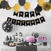 Happy Birthday Banner,Black and gold Birthday Banner,Happy Birthday Decoration,Black and gold Party Decoration