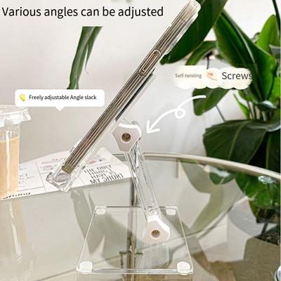 Praktischer Verstellbarer Acryl Tablet Ständer Tragbar Stabil Transparenter Halter Rutschfest Langlebig Handyhalterung Desktop