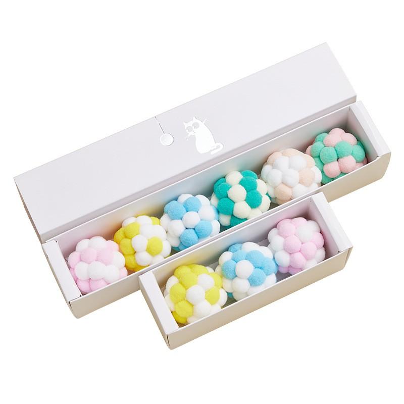 Soft Plush Cat Toy Ball Interactive Featherless Bouncy Kitten Exercise Chewing