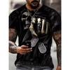 Men's Casual T-Shirt Skull Graphic Black Short Sleeve Crew Neck Tee Cool Streetwear Halloween Fashion Top