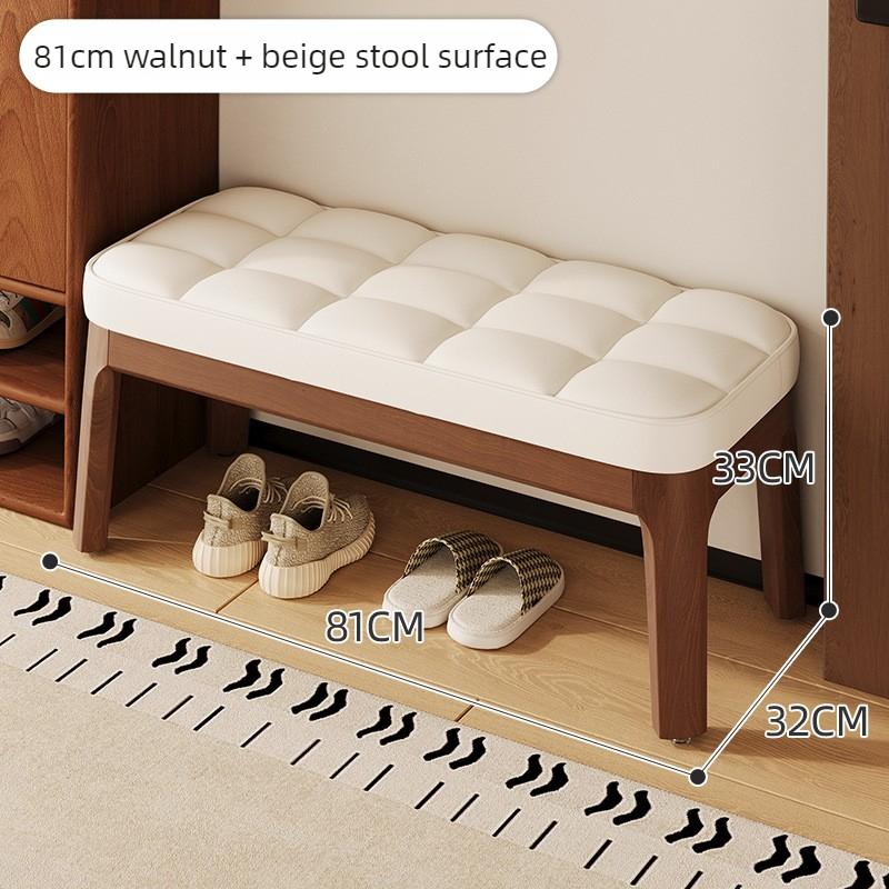 Solid Wood Shoe Changing Stool Portable Relaxing Soft Bench Chair Luxury Entrance Benches Removable Footrest Room Furniture