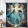 Pink Mermaid Shower Curtain Mermaid Tail Bathtub Curtain For Girls Kids Bathroom Under The Sea Ocean Theme Bath Decor With Hooks