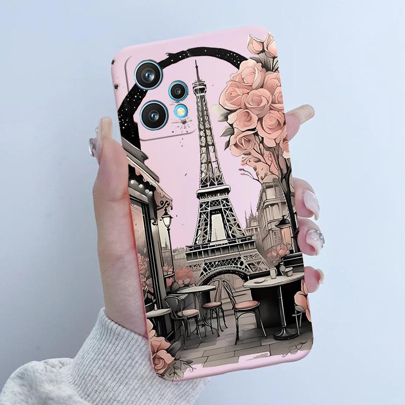 For Realme 9 Pro Plus Phone Case RMX3392 RMX3393 Flower Girl Design Soft Silicone TPU Back Housing For Realme9 4G RMX3521 Covers