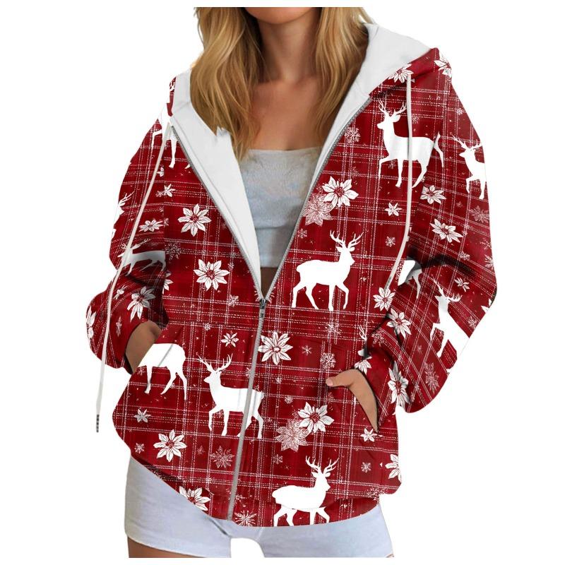 Fall Hoodies for Women Women's Sweatshirt Christmas Graphic Hoodies Casual Long Sleeve Loose Pullover Tops With Ladies Fall Tops