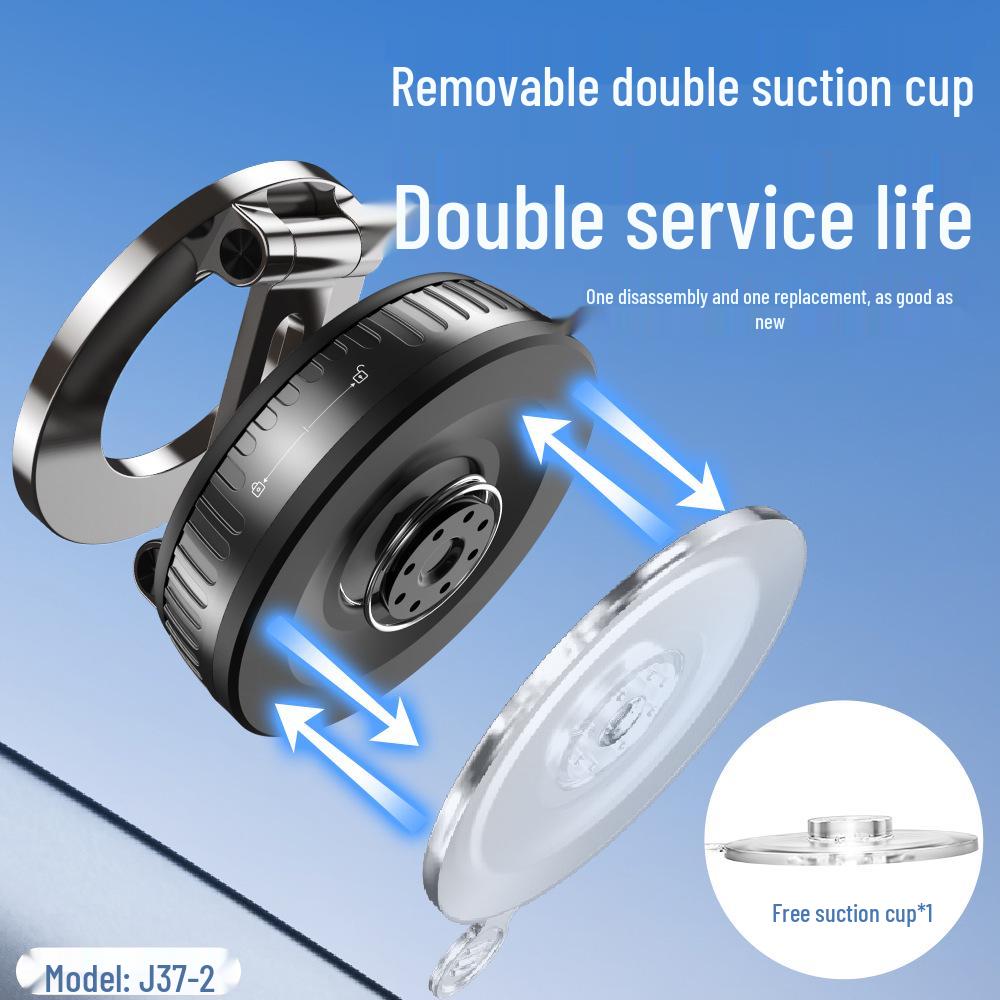 Foldable Magnetic Phone Holder with Adjustable Height and Rotation - Vacuum Suction Car Mount