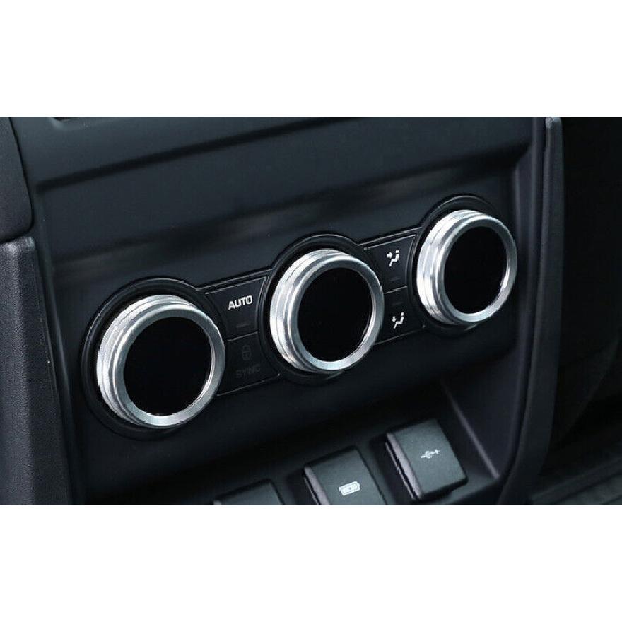 Fit For Defender 110 - Silver Aluminum Rear AC Knob Ring Cover Trim 3pcs
