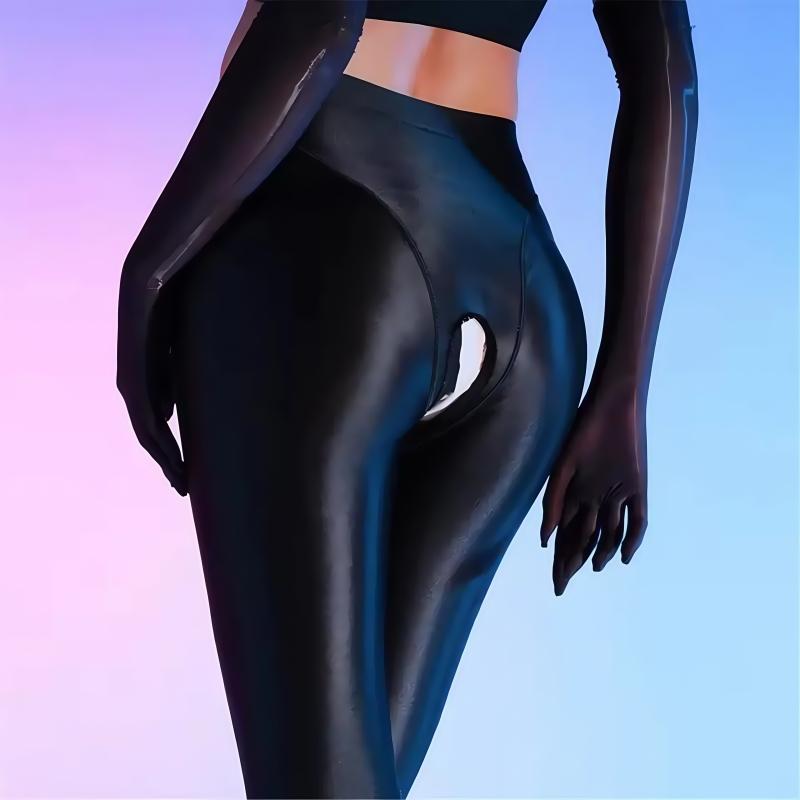 80D Plus Size Oil Shiny Footless Tights Glossy Satin Shaping Pantyhose Women Sexy Pole Dance Clubwear Sports Fitness Leggings