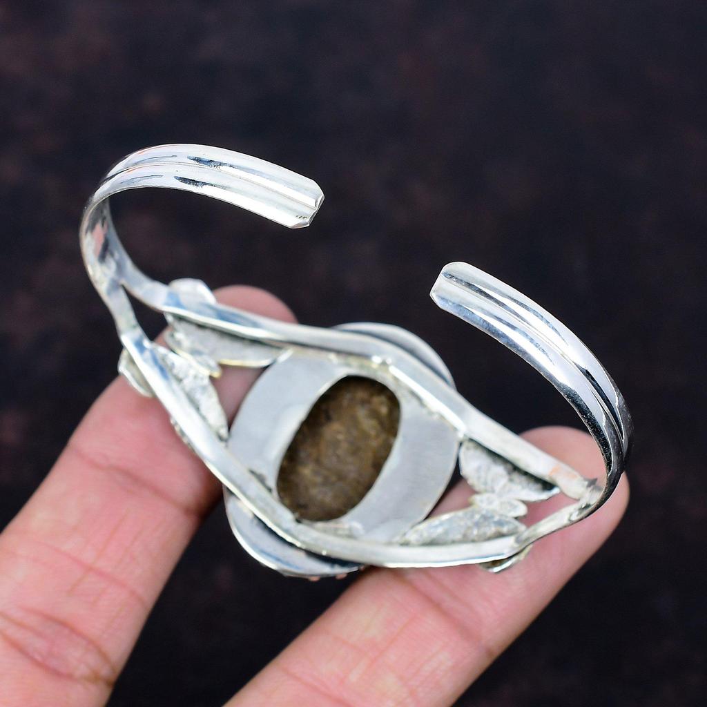 Brązowy bransoleta 925 srebro sterling regulowana bransoleta mankietowa pozłacana 18k bransoleta ręcznie robiona biżuteria motylkowa bransoleta z kamieniami szlachetnymi prezenty dla mamy