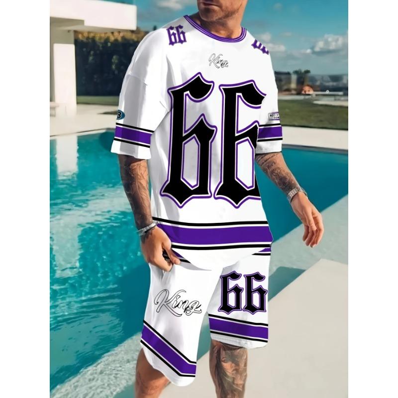 2026 Summer New Men's Short-Sleeved Set with 3D Letter Patter