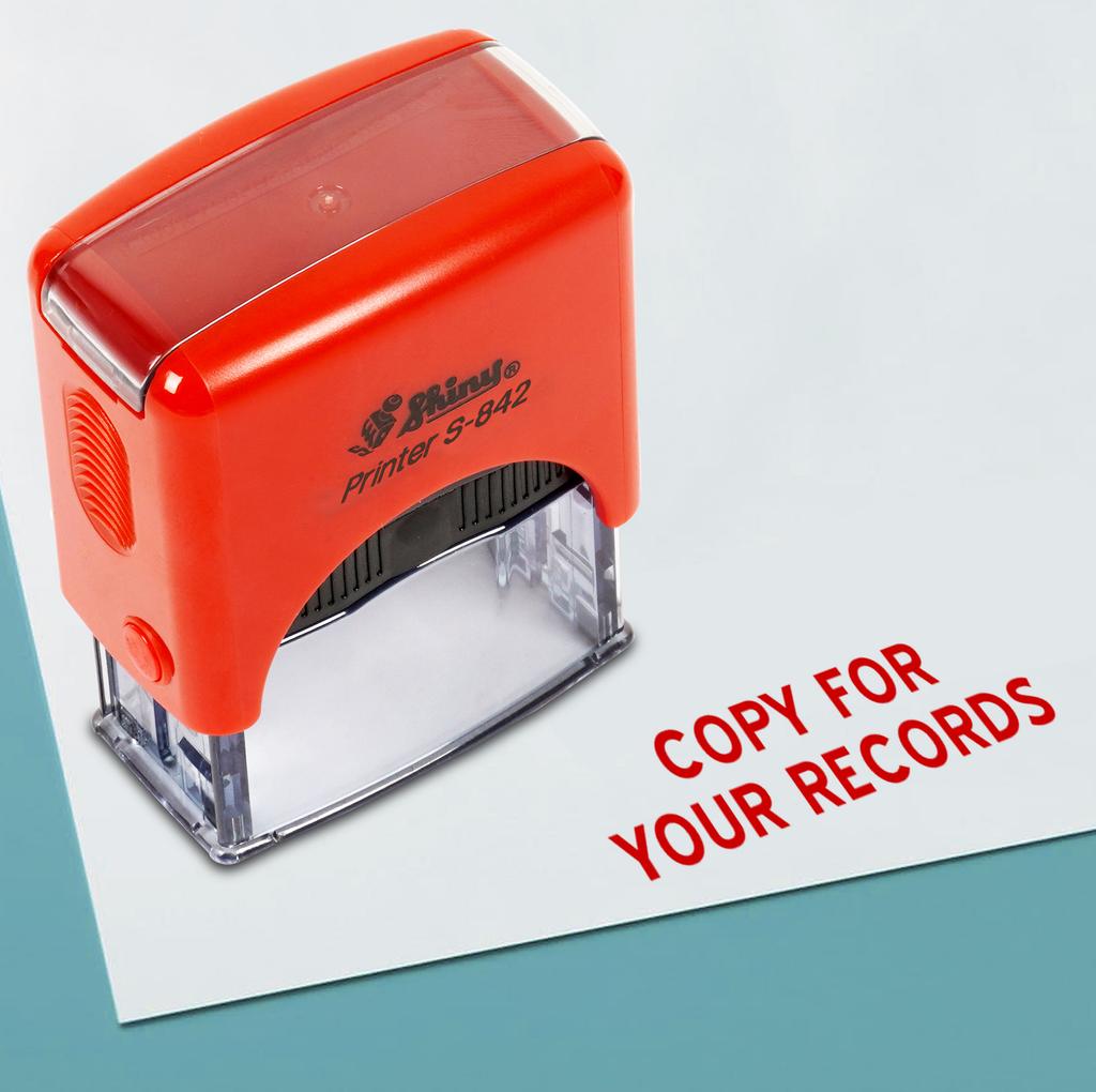 Printtoo Copy For Your Records Self Inking Rubber Stamp Pre,Inked Office Stamp, Home Office Business Stationery, 38 x 14 mm,