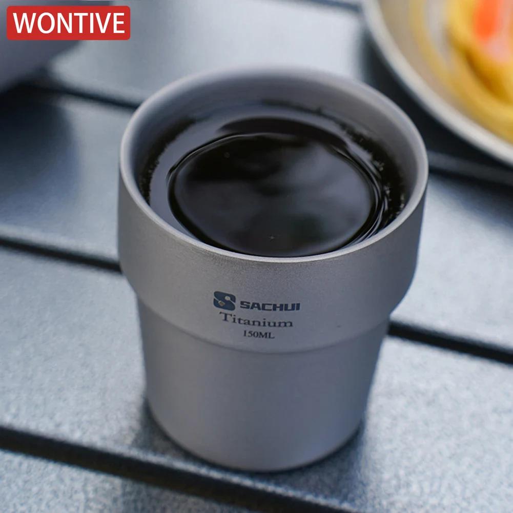 150 ml Portabel Utomhus Camping Titan Kaffemugg Vattenmugg Dubbelväggig Värmeisolering Te Mugg Hem Kök Porslin Te Muggar