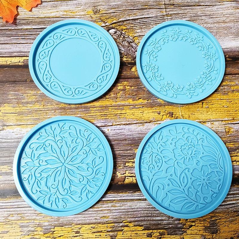 Multifunctional Coaster Silicone Mold Vintage Flower Mats Silicone Mold Ornament Gift for DIY Epoxy Making Cups Crafts