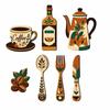 7/8 Pcs Rustic Distressed Floral Coffee Element Wall Plaques Coffee Wall Sticker Hangings  Kitchen