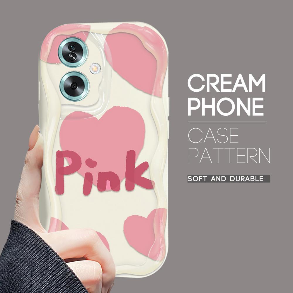 

Милый мультяшный узор, кремовая текстура, мягкий силиконовый чехол с волнистыми краями, чехол для телефона для OPPO Reno Realme Realme Narzo N61 белый