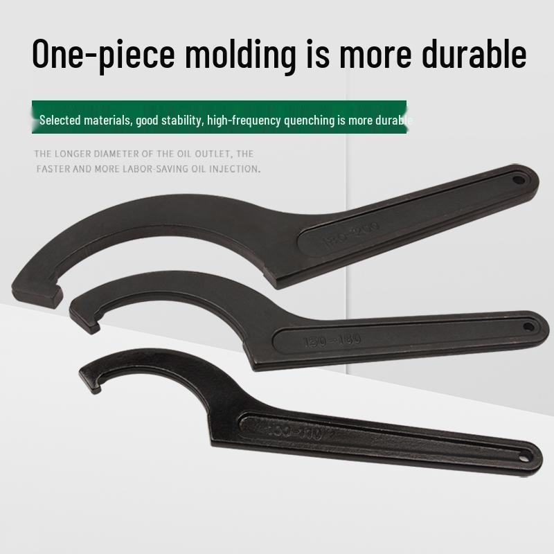 Industrial-Grade Half-Round Crescent Hook Wrench with Side Hole
