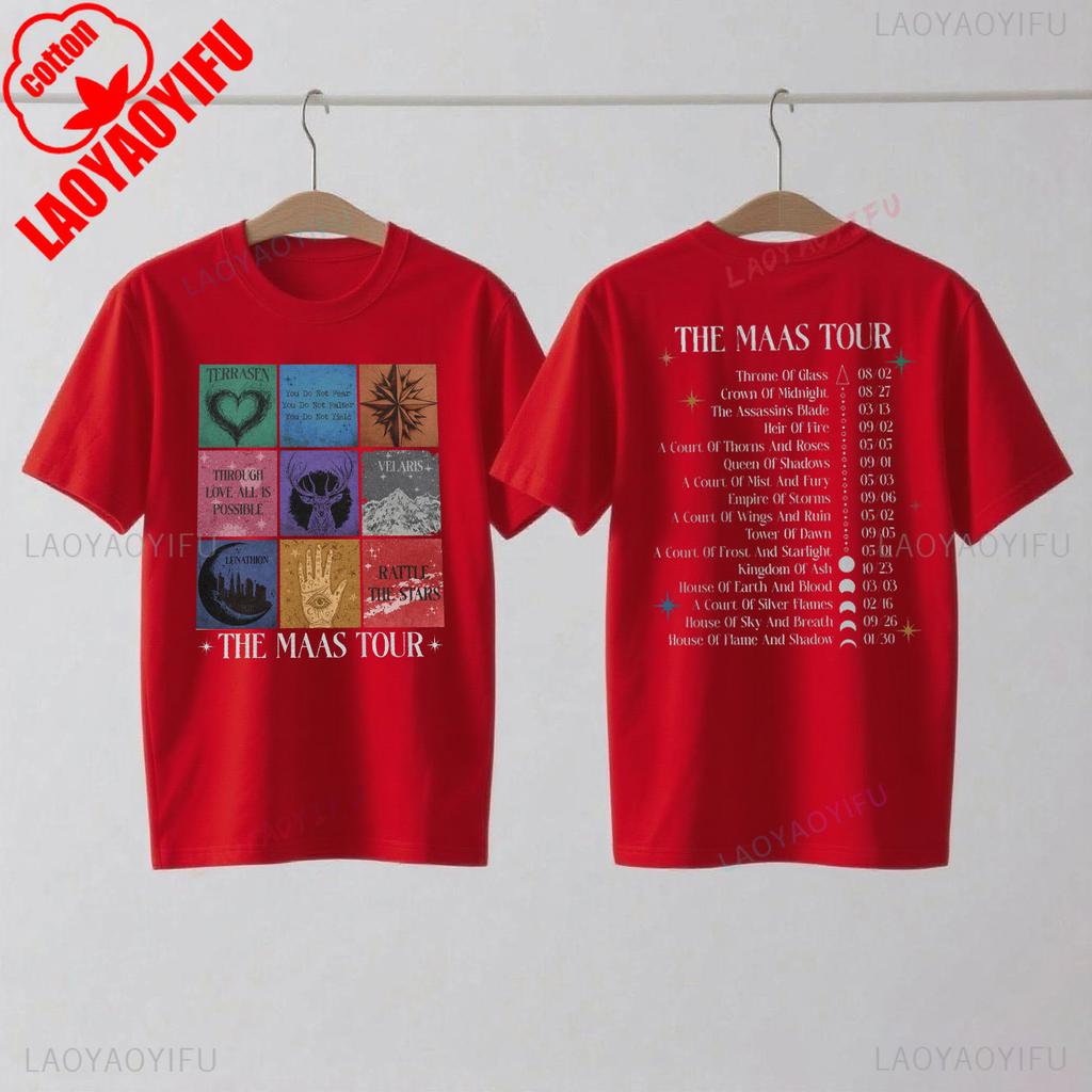 Sarah J Maas SJM Merch Světové turné Tričko Throne of Glass Oblečení pro fanoušky Crescent City Letní móda Ležérní pohodlná bavlněná trička