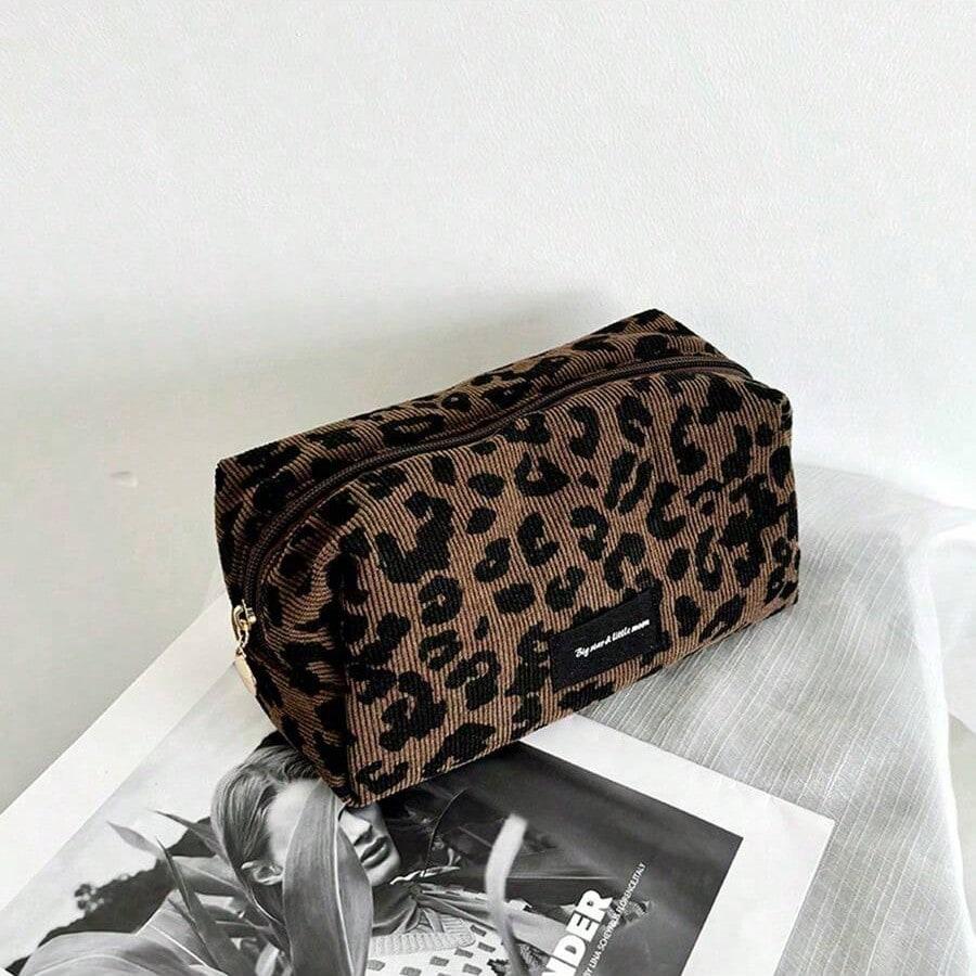 1PC Leopard Makeup Bag - Large Capacity Makeup Storage Bag With Lipstick Compartment, Fashionable Travel Essential one-size
