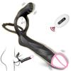 Double Penetration Vibrator for Couple Penis Ring  Semen Cock Ring Penis Enlargement Delayed Vibrating Sex Toys for Men Adult