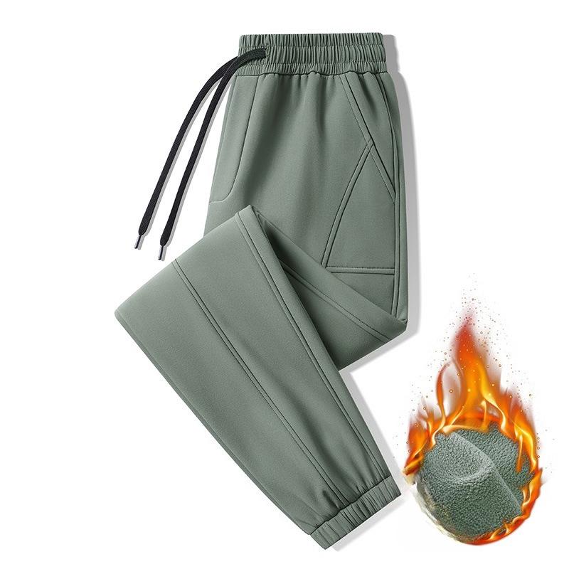 

Мужские флисовые осенне-зимние повседневные брюки, мужские зауженные спортивные штаны, ветрозащитные брюки для велоспорта, эластичные утолщенные брюки для мужчин 4XL армия зеленый