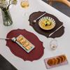Retro Faux Leather Dinner Mat Waterproof Oil-resistant Placemat Nordic Style Thermal Insulation Mat Kitchen Use