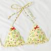 2025 Floral Cross-Back Bikini Split Swimsuit Tie-Up Design