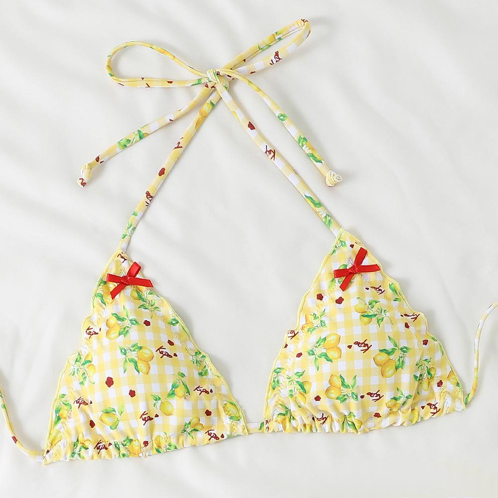 2025 Floral Cross-Back Bikini Split Swimsuit Tie-Up Design