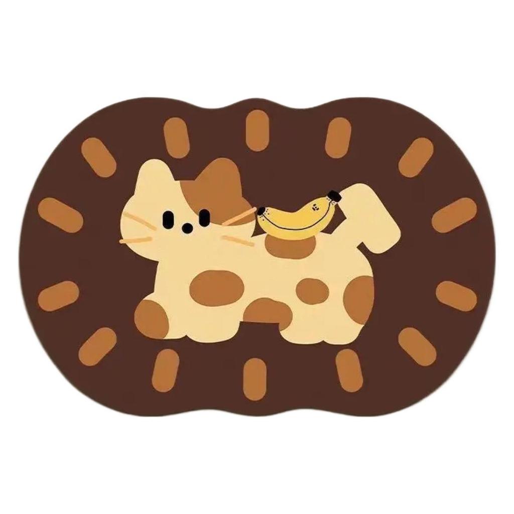 Cute Cartoon Quick-Dry Diatomaceous Earth Bathroom Mat - Non-Slip, Absorbent Foot Pad for Toilet & Entrance