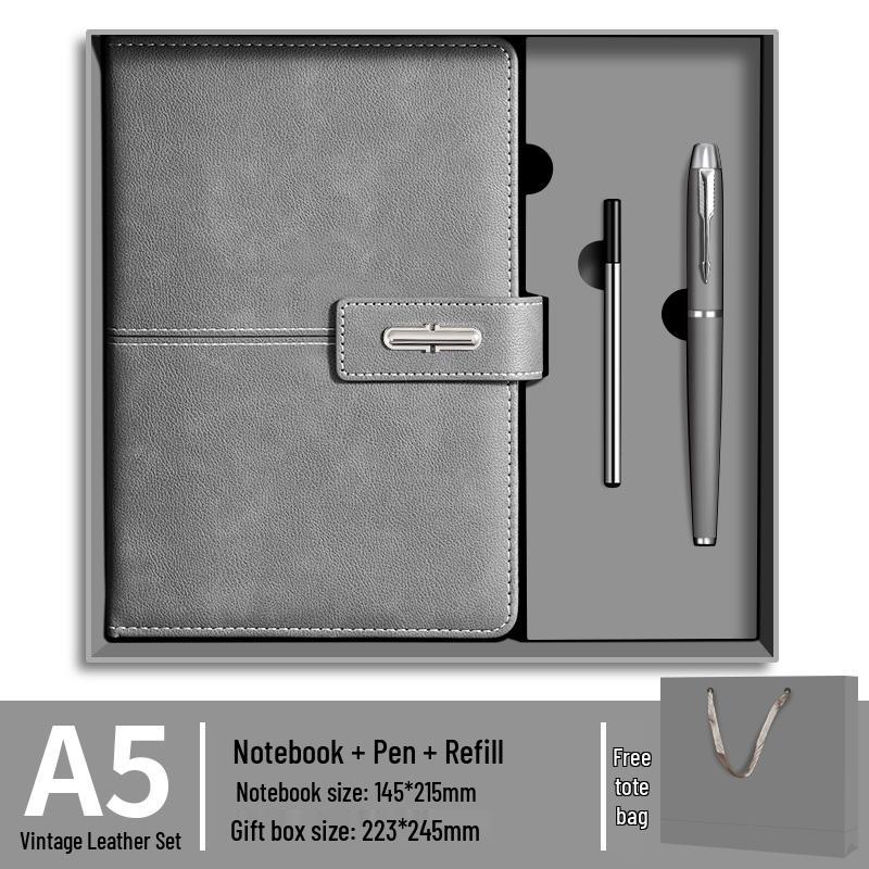 Exquisite Leather-Covered Notebook Set with Buckle - Customizable Student Diary