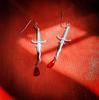 Gothic Vampire Sword Charm Earrings For Woman Girl Pagan Witch Jewelry Accessories Gift Blood Red Crystal Sword Pendant Ear Hook