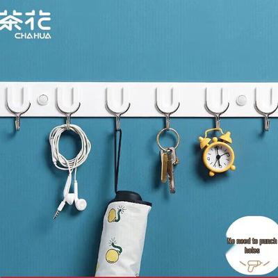 No-Drill Adhesive 6-Hook Bathroom Door Hanger Rack