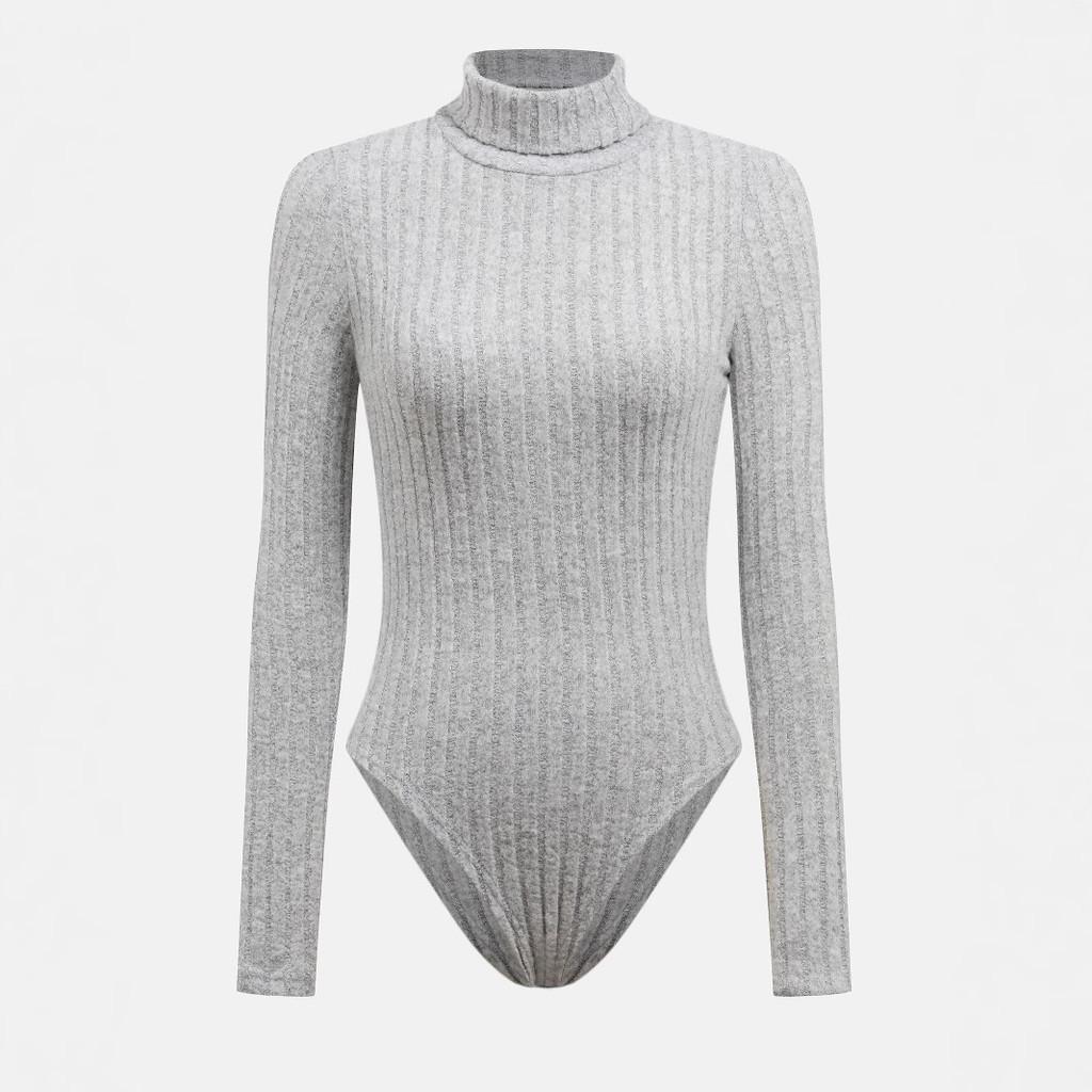 Bodysuit Long Sleeve High Neck Stretch Fabric For Elegant Womens Fashion