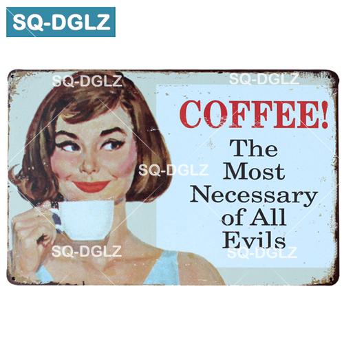 [SQ-DGLZ] Kaffee Metall Zeichen Bar Wand Dekoration Zinn Zeichen Vintage Metall Zeichen Wohnkultur Malerei Plaketten Kunst Poster