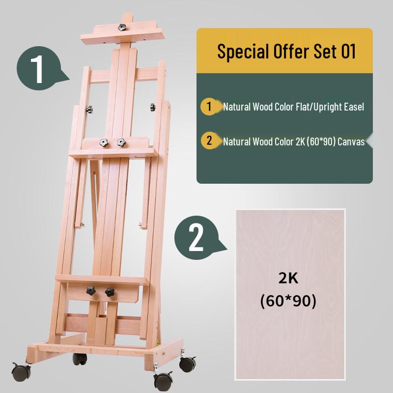 Beechwood Dual-Purpose Flat & Upright Easel with Solid Wood Drawer