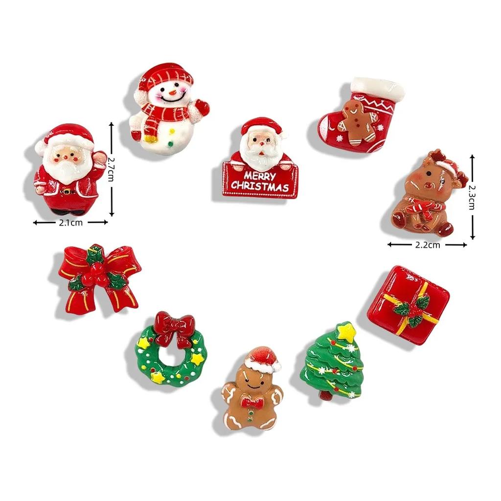 10pcs New Christmas Snowman Gift Figurine Resin Refrigerator Fridge Magnet Whiteboard Sticker Diy Decoration Kitchen Accessories