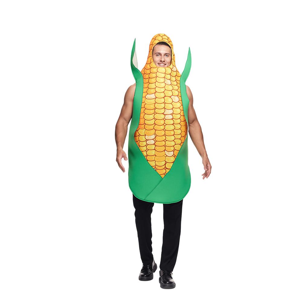 EraSpooky Adult Corn Cob Costume Funny Halloween Vegetable Fancy Dress for Men Women Easter Purim Fancy Dress
